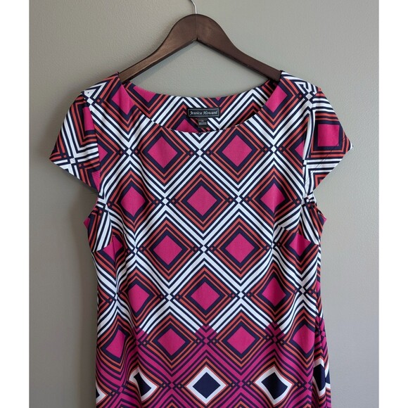 Jessica Howard Size Large Sleeveless Dress Stretch Multi Color SS Red Blue - Picture 3 of 5
